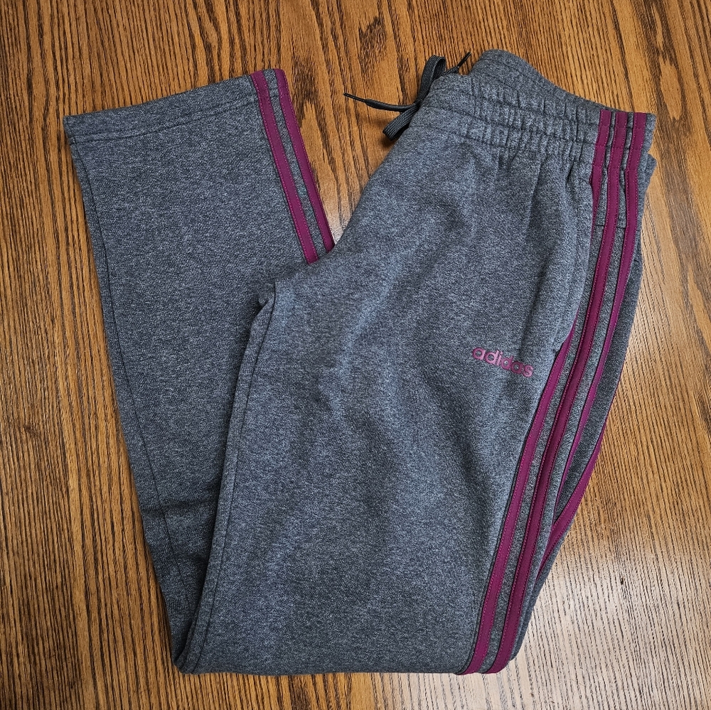 Adidas Essentials 3-stripes Open Hem Women's Gray Sweatpants